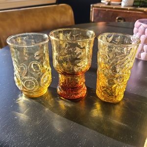 Vintage Amber color juice glasses set